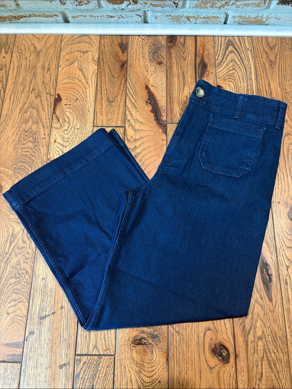 Maeve by Anthropologie Women's Dark Indigo Wide-Leg Jeans